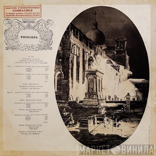 / Antonio Vivaldi Direction: Kammerorchester Des Saarländischen Rundfunks, Saarbrücken  Karl Ristenpart  - Concerti Pour Piccolo / Concerti Pour 1, 2 Et 3 Violons