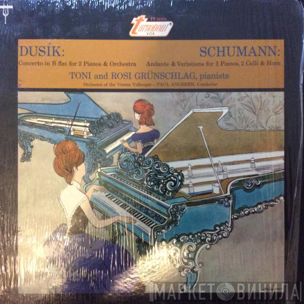 , Jan Ladislav Dusík , Robert Schumann And Toni Grünschlag  Rosi Grünschlag  - Concerto In B Flat For 2 Pianos & Orchestra / Andante & Variations For 2 Pianos, 2 Cellos