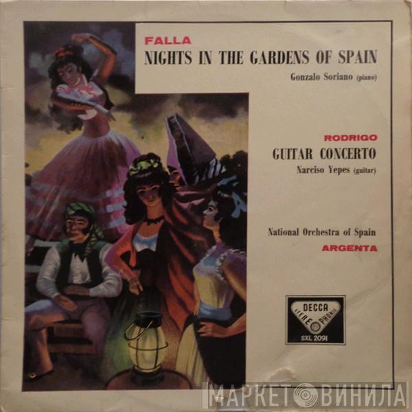 , Manuel De Falla , Gonzalo Soriano , Joaquín Rodrigo , Narciso Yepes , Orquesta Nacional De España  Ataúlfo Argenta  - Nights In The Gardens Of Spain / Guitar Concerto