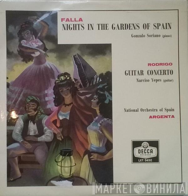 , Manuel De Falla , Gonzalo Soriano , Joaquín Rodrigo , Narciso Yepes , Orquesta Nacional De España  Ataúlfo Argenta  - Nights In The Gardens Of Spain / Guitar Concerto