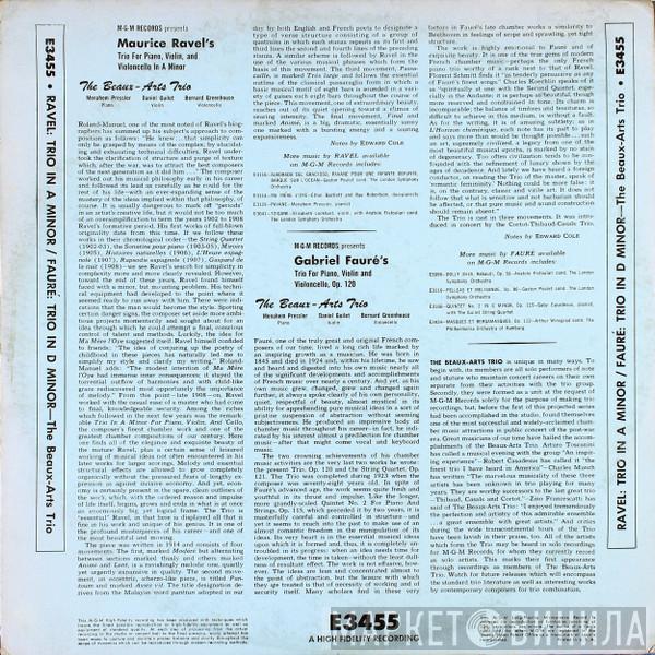 / Maurice Ravel - Gabriel Fauré  Beaux Arts Trio  - Trio In A Minor / Trio In D Minor, Op. 120