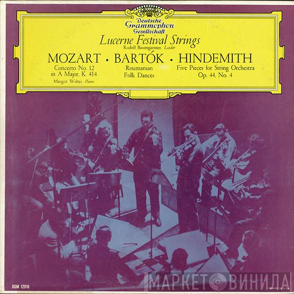 , Wolfgang Amadeus Mozart , Béla Bartók , Paul Hindemith , Festival Strings Lucerne  Rudolf Baumgartner  - Concerto No. 12 in A Major, K. 414 / Roumanian Folk Dances / Five Pieces for String Orchestra, Op. 44, No. 4