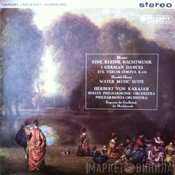 / Wolfgang Amadeus Mozart - Georg Friedrich Händel / Sir Hamilton Harty , Herbert von Karajan / Berliner Philharmoniker , Philharmonia Orchestra  Singverein Der Gesellschaft Der Musikfreunde  - Eine Kleine Nachtmusik / 3 German Dances / Ave Verum Corpus, K.618 / Water Music Suite
