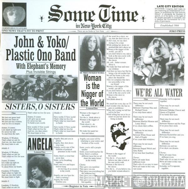 / John Lennon & Yoko Ono With The Plastic Ono Band Plus Elephants Memory  Invisible Strings  - Some Time In New York City