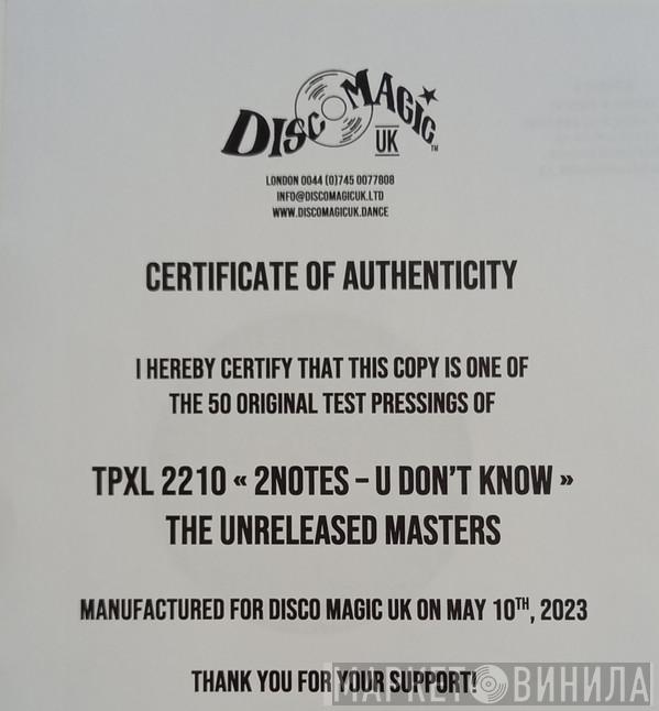 2 Notes - U Don't Know (The Unreleased Masters)