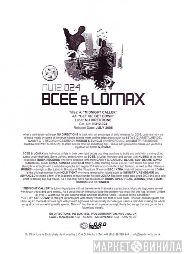 BCee & Lomax - Midnight Caller / Get Up, Get Down