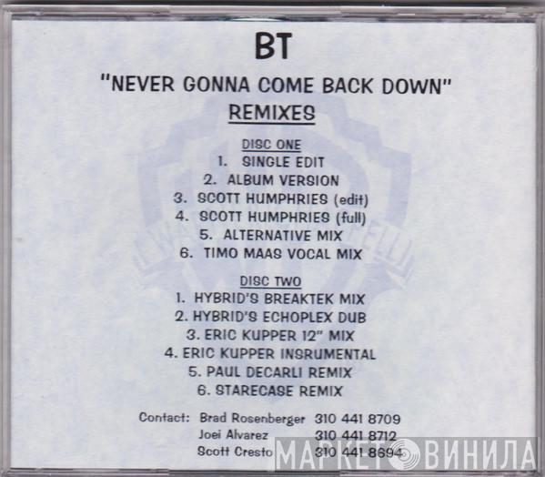  BT  - Never Gonna Come Back Down (Remixes)