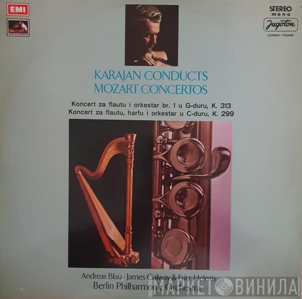 Conducts Herbert von Karajan , Wolfgang Amadeus Mozart • Andreas Blau & James Galway , Fritz Helmis  Berliner Philharmoniker  - Karajan Conducts Mozart Concertos