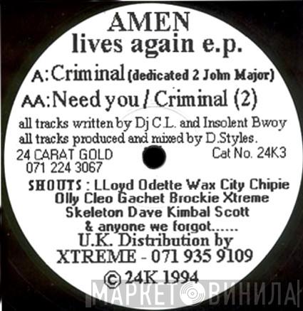 DJ C.L., Insolent Bwoy - Amen Lives Again E.P.