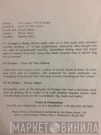 DJ Escape , PA, DJ Origin - Fear Of The Future / Krazy Ideas