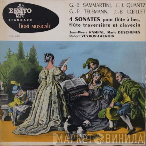 , Giovanni Sammartini , Johann Joachim Quantz , Georg Philipp Telemann - Jean-Baptiste Loeillet , Jean-Pierre Rampal , Mario Duschenes  Robert Veyron-Lacroix  - 4 Sonates Pour Flûte À Bec, Flûte Traversière Et Clavecin
