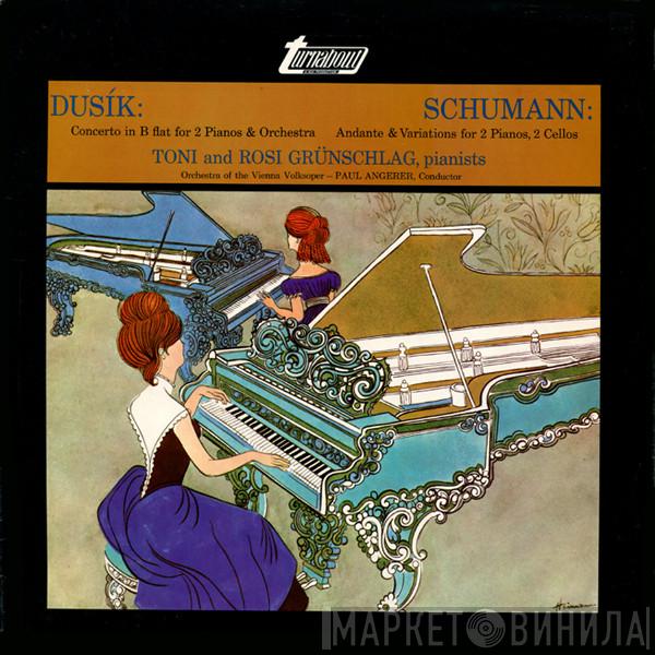 Jan Ladislav Dusík, Robert Schumann, Toni Grünschlag, Rosi Grünschlag - Concerto In B Flat For 2 Pianos & Orchestra / Andante & Variations For 2 Pianos, 2 Cellos