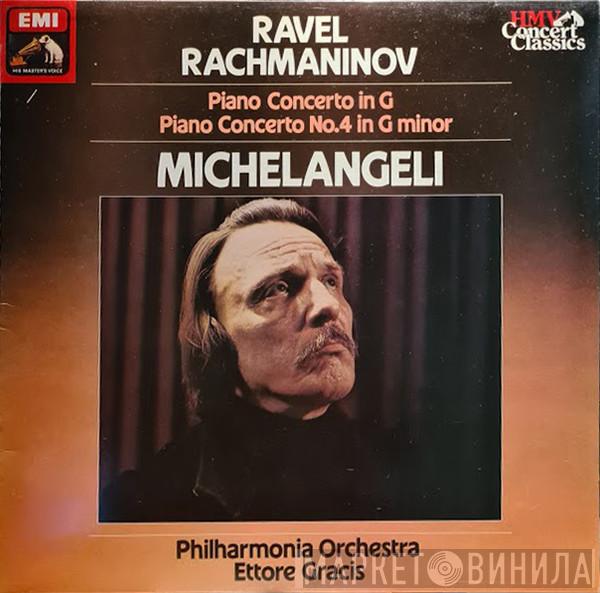 Maurice Ravel, Sergei Vasilyevich Rachmaninoff, Arturo Benedetti Michelangeli, Philharmonia Orchestra, Ettore Gracis - Piano Concerto In G Major / Piano Concerto No.4 In G Minor