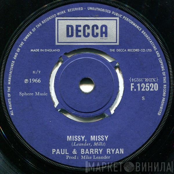 Paul & Barry Ryan - Missy, Missy / Rainbow Weather