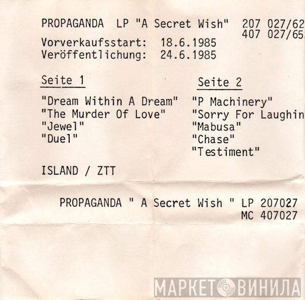  Propaganda  - A Secret Wish