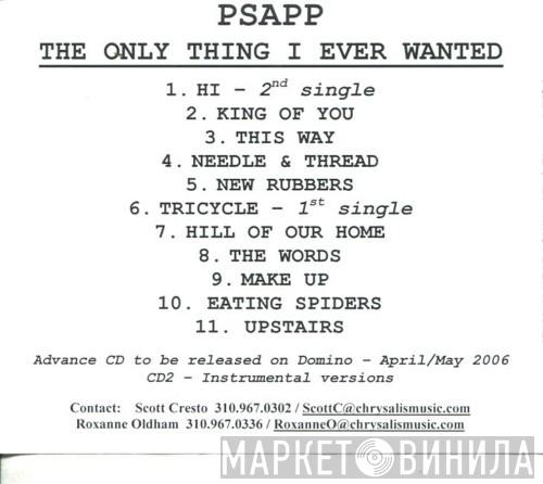  Psapp  - The Only Thing I Ever Wanted / Instrumentals