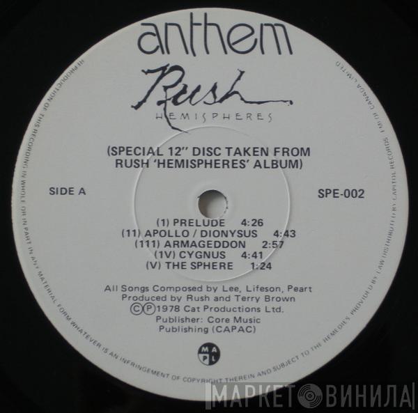  Rush  - Special 12" Disc Taken From Rush 'Hemispheres' Album