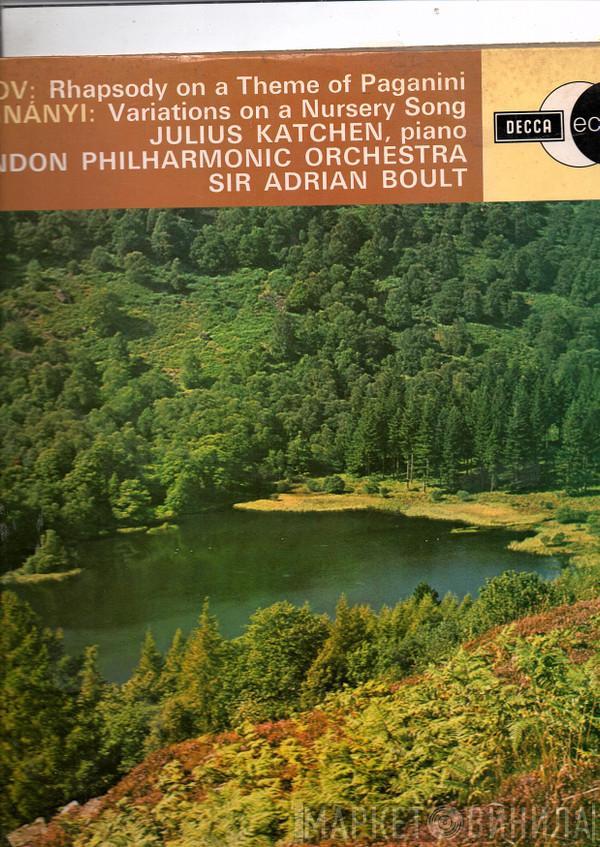 Sergei Vasilyevich Rachmaninoff Ernst von Dohnányi Julius Katchen The London Philharmonic Orchestra Sir Adrian Boult  - Rhapsody On A Theme Of Paganini / Variations On A Nursery Tune