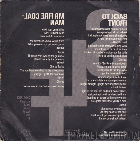  Stiff Little Fingers  - Back To Front / Mr Fire Coal-Man