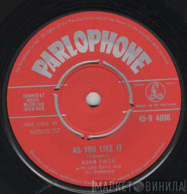 With Adam Faith  John Barry & His Orchestra  - As You Like It