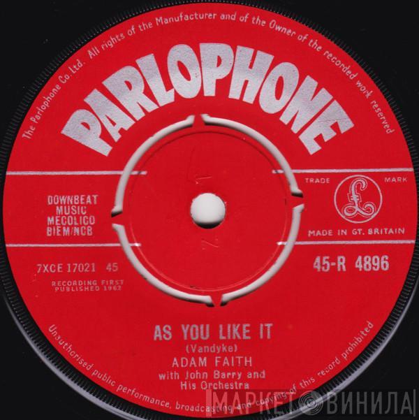 With Adam Faith  John Barry & His Orchestra  - As You Like It