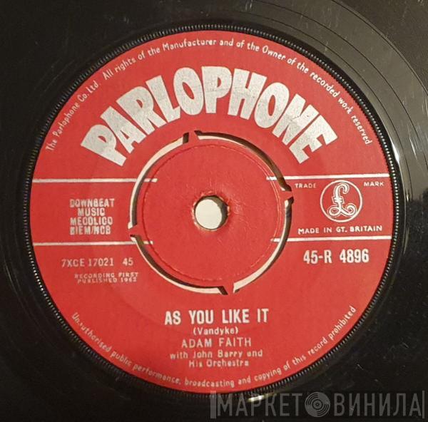 With Adam Faith  John Barry & His Orchestra  - As You Like It