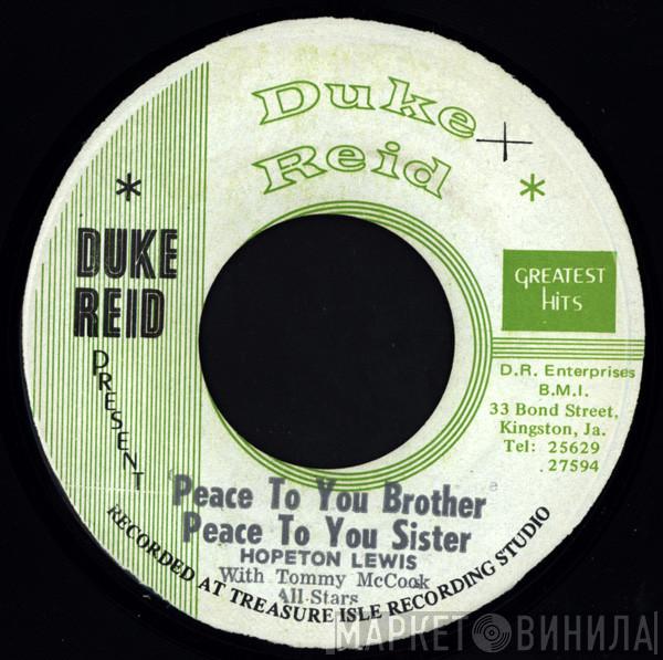 With Hopeton Lewis / Tommy McCook Allstars  Tommy McCook Allstars  - Peace To You Brother Peace To You Sister