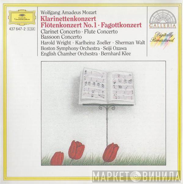 , Wolfgang Amadeus Mozart , Seiji Ozawa , Boston Symphony Orchestra , Harold Wright , Karlheinz Zöller , Sherman Walt  Wiener Philharmoniker  - Clarinet Concerto . Flute Concerto No.1 . Bassoon Concerto