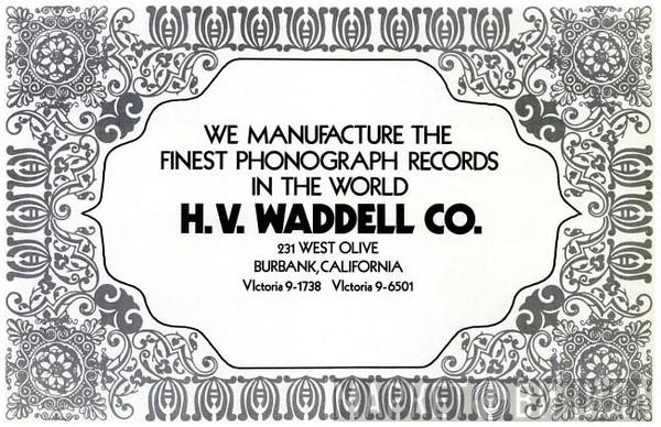 H.V. Waddell Co. - Винил CD и Кассеты лейбла H.V. Waddell Co. на сайте МаркетВинила